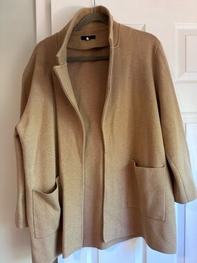 Camel XL j. Crew open-Front sweater jacket